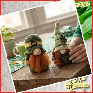 Irish Gnome Couple - handmade - st. Patrick’s Day Decor crochet